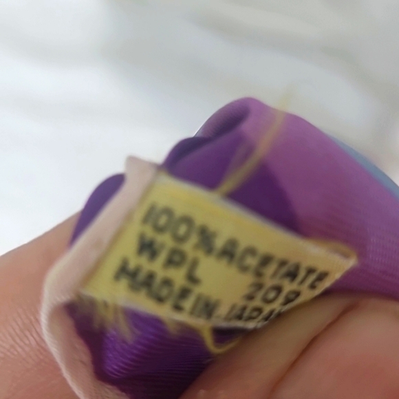 Arnoldi 26" square scarf Paisley Floral Striped Designer Print Signed Sky Blue - Picture 4 of 4